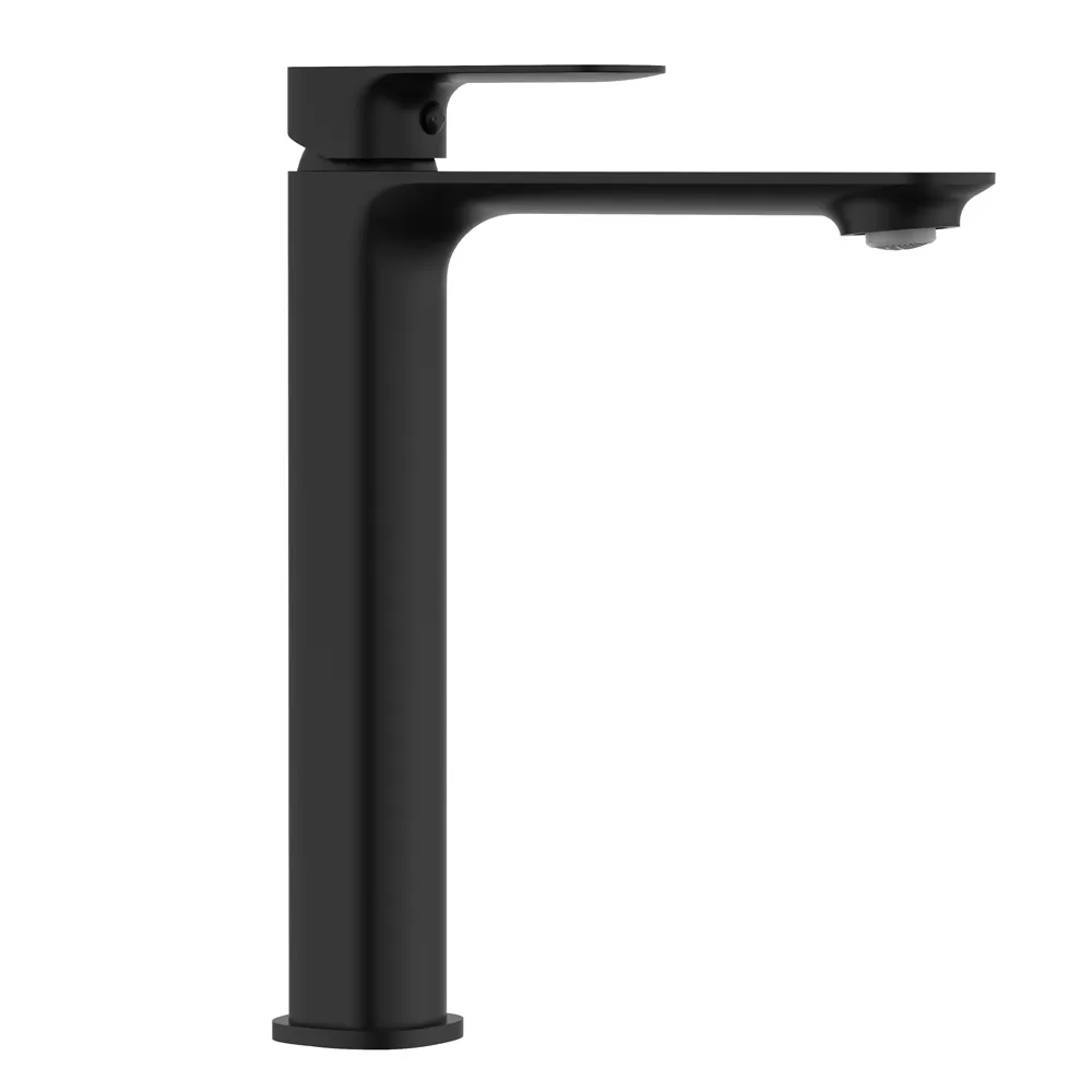 BASIN MIXER WITH POP UPWASTE,HIGH RISER COLD START,SINGLE LEVER; MATT BLACK
